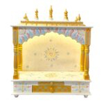 Wooden Mandir for Home | Golden & White – 24 in x 29 in x 12 in - Image 5