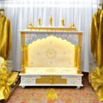 Wooden Mandir for Home | Golden & White – 24 in x 29 in x 12 in