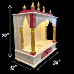Wooden Mandir for Home | Golden & Red – 24 in x 29 in x 12 in - Image 7