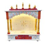 Wooden Mandir for Home | Golden & Red – 24 in x 29 in x 12 in - Image 4