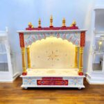Wooden Mandir for Home | Golden & Red – 24 in x 29 in x 12 in