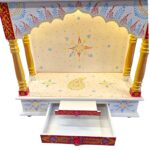 Wooden Mandir for Home | Golden & Red – 24 in x 29 in x 12 in - Image 3