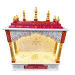Wooden Mandir for Home | Golden & Red – 24 in x 29 in x 12 in - Image 5
