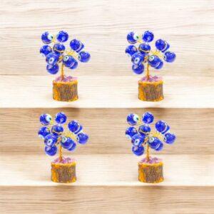 Set of four small evil eye Tree of Life decor pieces arranged for home protection in all directions.