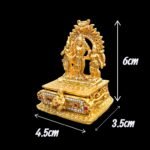 Compact 6cm high, 4.5cm wide gold-plated copper kumkum box with matte texture.