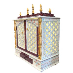 Side profile view of the wooden pooja mandir