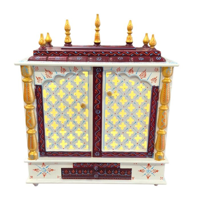 Top view of the wooden mandir for home