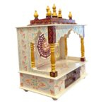 Wooden Mandir for Home | Golden & Maroon – 18 in x 23 in x 12 in - Image 2