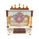 Wooden Mandir for Home | Golden & Maroon – 18 in x 23 in x 12 in - Image 4
