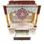 Wooden Mandir for Home | Golden & Maroon – 18 in x 23 in x 12 in - Image 7