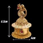 Small 6.5cm high peacock design kumkum box