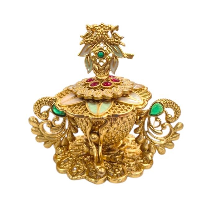 Peacock Themed Kumkum Box | Handcrafted Sindoor Box for Puja