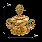 Dimensions of Small 6.5cm high peacock design kumkum box