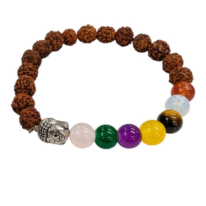 Beaded Stretch Healing Crystals with Rudraksha beads Bracelets - Image 2