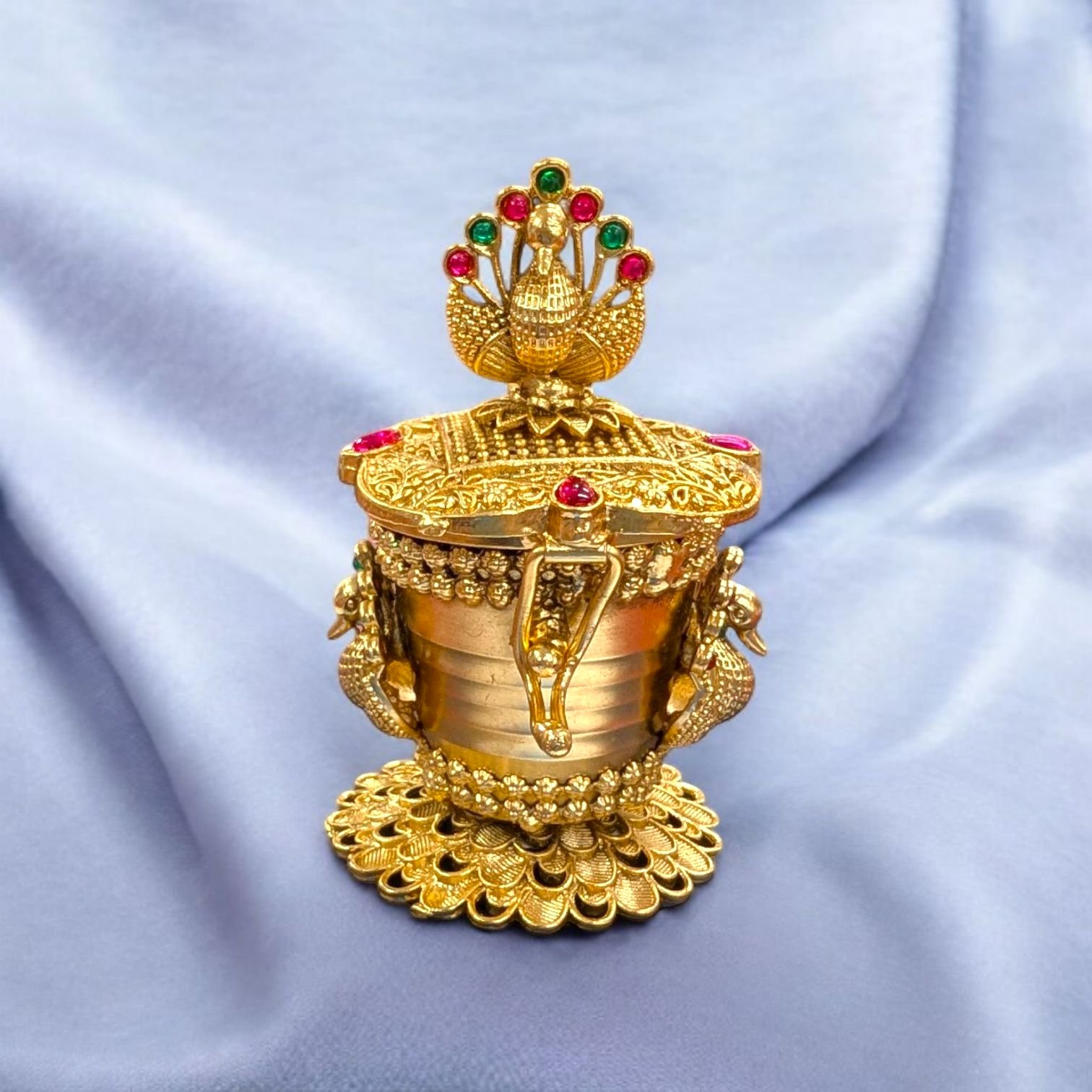 PXL_20251208_223847859 (1) (1).jpg Peacock Themed Kumkum Box - Image 1