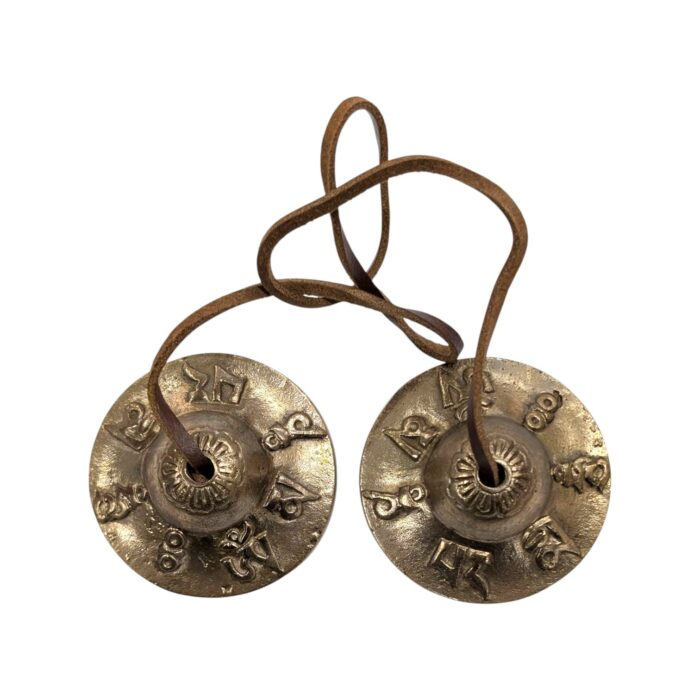 Handmade Bronze Tingsha Bell – 5.5 cm | Tibetan hand cymbals - Image 2