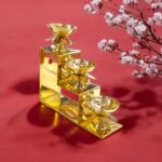 Brass 3 Step Diya | Lotus Designed Petal Diya