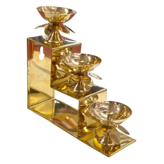 Close up of Brass Diya | 3 step made with pure shiny brass