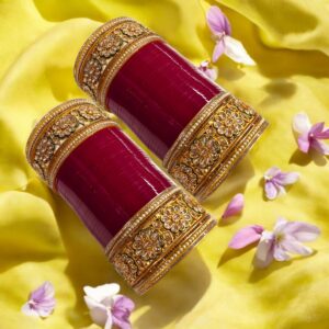 Floral Kundan Bridal Chura - Red | Wedding Chura for Bride
