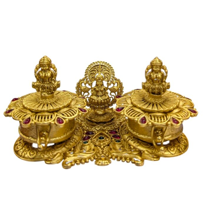 Lakshmi Themed Dual Kumkum Box - Image 4