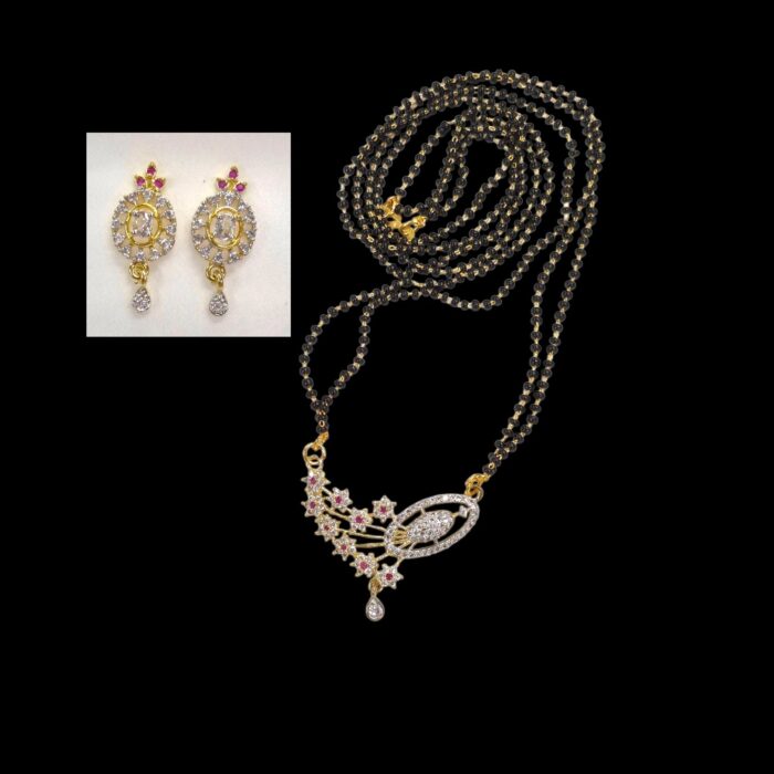 Mangalsutra with matching earring set | Gold plated mangalsutra set