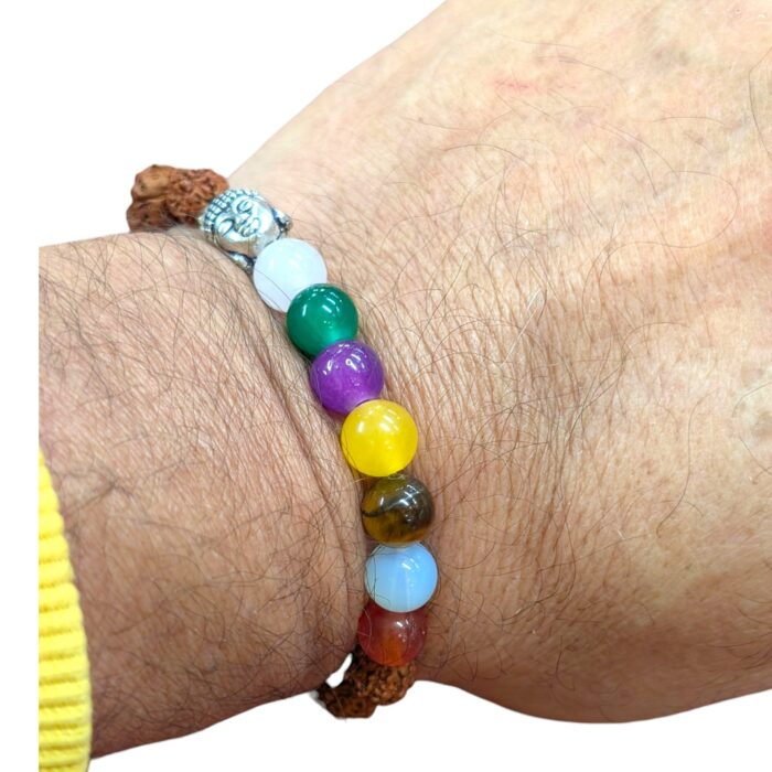 Beaded Stretch Healing Crystals with Rudraksha beads Bracelets - Image 3