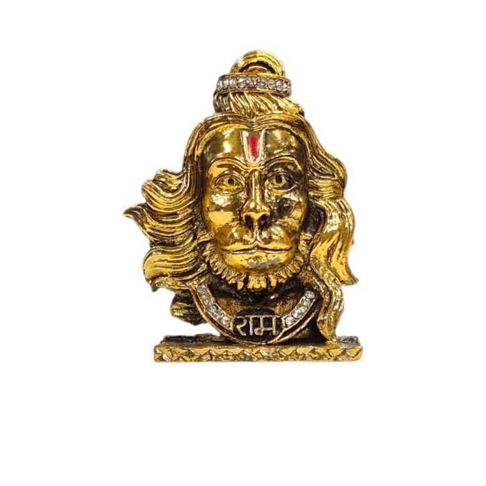 Hanuman face Car Dashboard Idol - Golden - Image 2