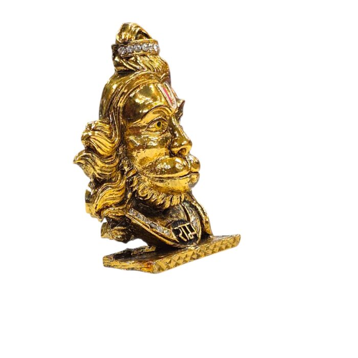 Hanuman face Car Dashboard Idol - Golden - Image 4