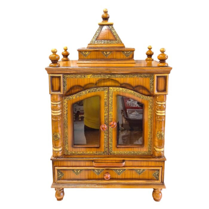 Top profile view of wooden mandir
