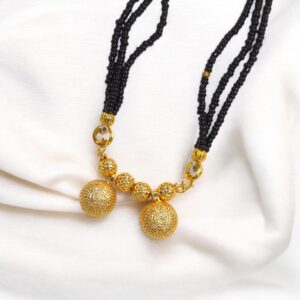 Two Wati Mangalsutra | Gold-Plated Black Bead Chain