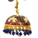 Close up of meena jhumki earrings