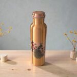 Another angle for the pair of peacocks printed on the pure copper water bottle