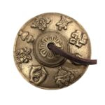 Handmade Bronze Tingsha Bell with Buddhist symbols - 6.7 cm - Image 3