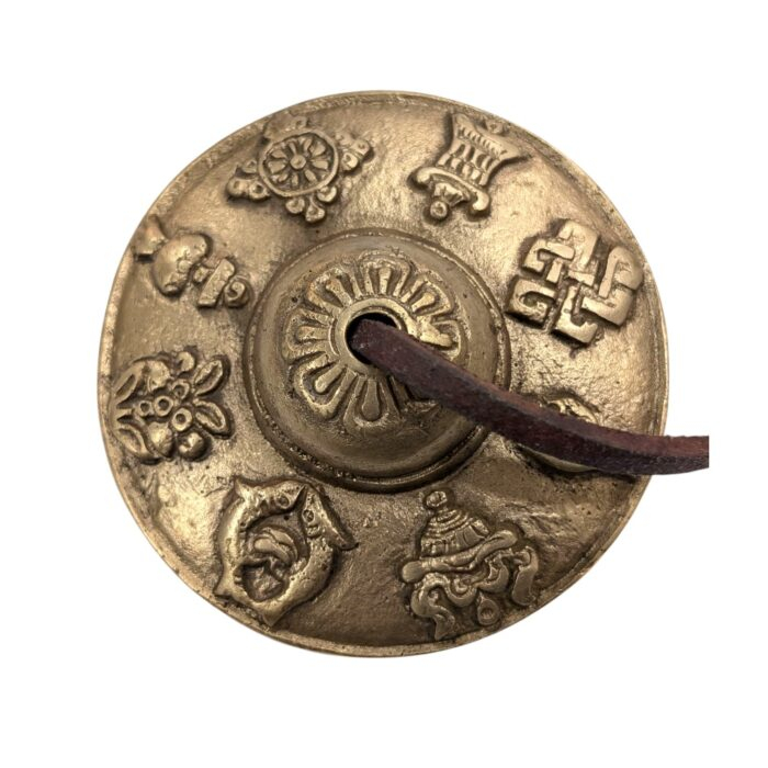Handmade Bronze Tingsha Bell with Buddhist symbols - 6.7 cm - Image 3
