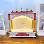 Wooden Mandir for Home | Golden & Red – 24 in x 29 in x 12 in