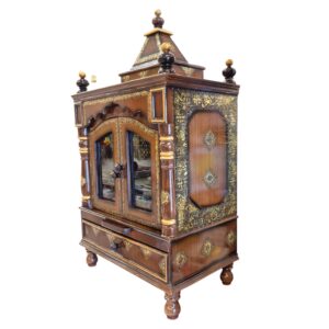 Side profile view of Large wooden Mandir