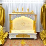 Wooden Mandir for Home | Golden & White – 24 in x 29 in x 12 in