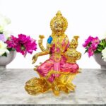 Pure Gold plated Lakshmi Idol sitting on Lotus | Lakshmi Statue for Gift