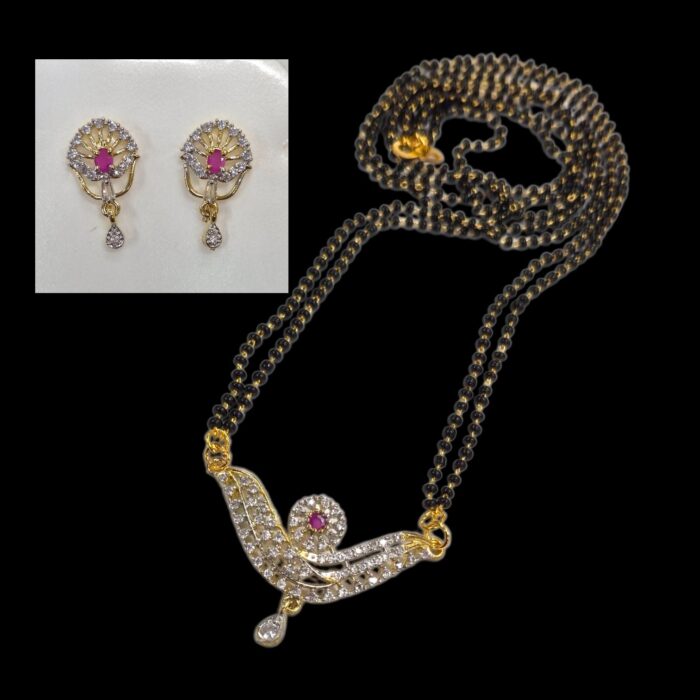 Mangalsutra with Earrings | AD mangalsutra - Image 3