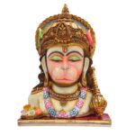 Close up of Marble Hanuman Bust statue - 10 inch