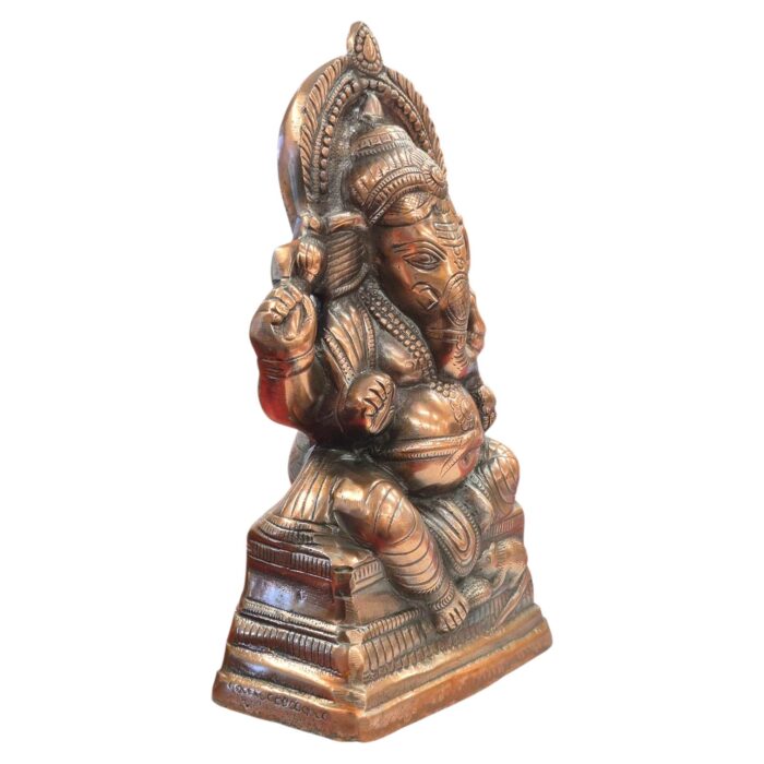 Side profile of Copper Ganesh Idol
