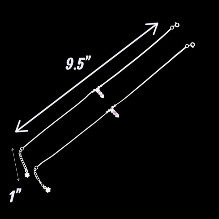 Pair of 925 Sterling Silver Anklets | Silver Anklets for Adults - 9.5 inch - Image 3