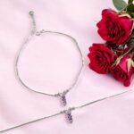 Pair of 925 Sterling Silver Anklets | Silver Anklets for Adults - 9.5 inch