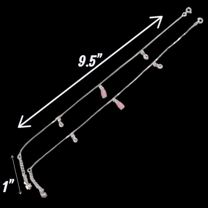 Pair of 925 Sterling Silver Anklets | Silver Anklets for Adults - 9.5 inch - Image 4