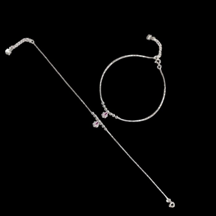 Pair of 925 Sterling Silver Anklets | Silver Anklets for Adults - 9.5 inch - Image 5