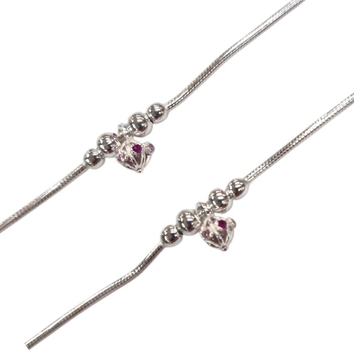 Pair of 925 Sterling Silver Anklets | Silver Anklets for Adults - 9.5 inch - Image 2