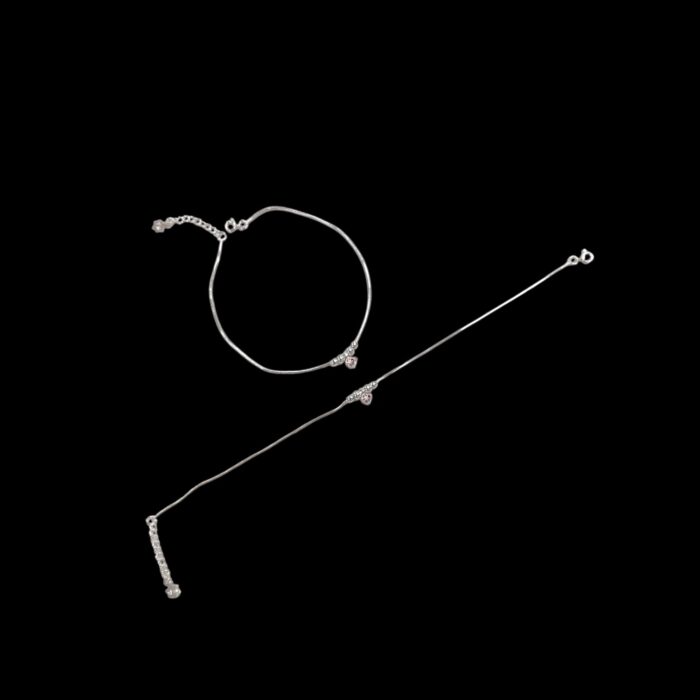 Pair of 925 Sterling Silver Anklets | Silver Anklets for Adults - 9.5 inch - Image 4