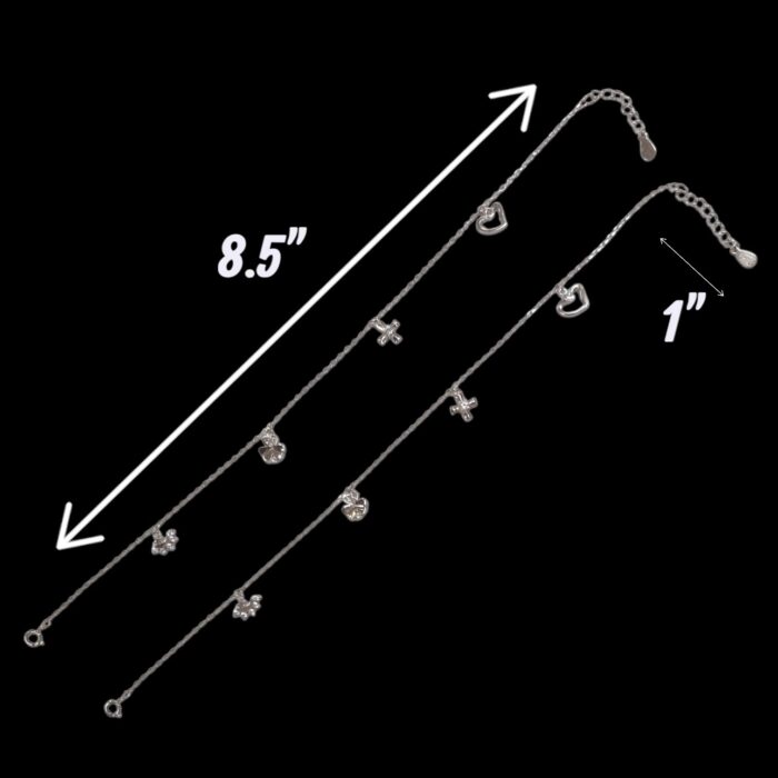 Pair of Pure Silver Anklet - 8.5 inch | Pure silver ankle bracelet - Image 4