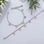 Pair of sterling silver anklets with small charms | Perfect gift for her