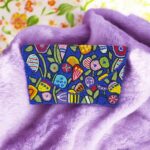 Blue beaded crossbody purse with cotton lining